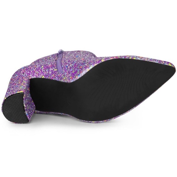 Purple Sparkly sequin bedazzled chunky heel booties, Taylor Swift Speak Now Eras - Picture 6 of 7